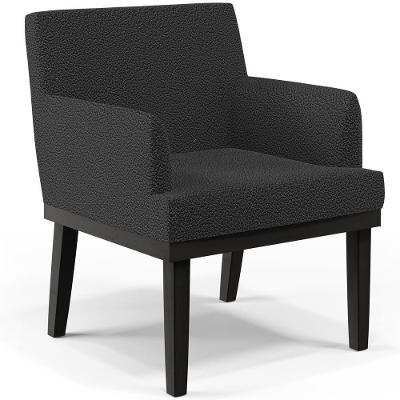 Poltrona Decorativa Para Sala De Estar Base Preto Beatriz W01 Bouclê Preto