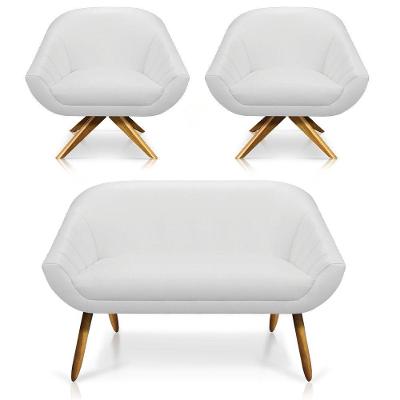 Kit 01 Namoradeira 02 Lugares E 02 Poltronas Giratória Giovana Corino Branco