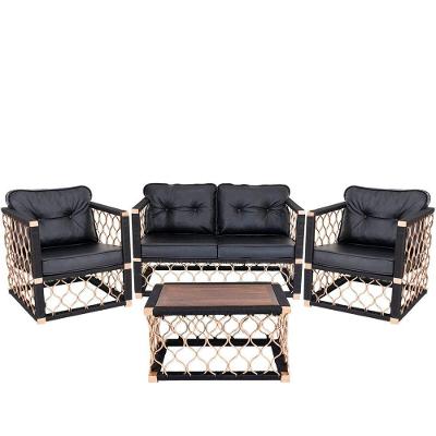 2 Poltronas, 1 Namoradeira E Mesa Centro Madeira