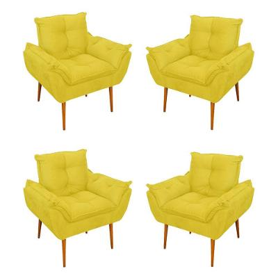 Kit 04 Cadeiras Poltronas De Luxo Opala Sala, Quarto Cor:amarelo