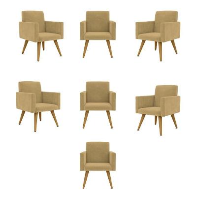 Kit 07 Cadeiras Poltronas Decorativa - Escritório - Recepção Cor:capuccino