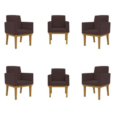 Kit 06 Poltronas Decorativa Reforçada Balaqui Decor Cor:marrom