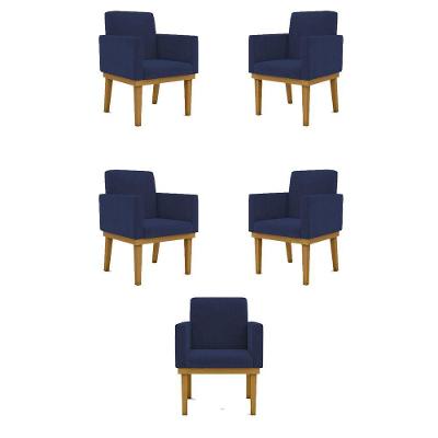 Kit 05 Poltronas Decorativa Reforçada Balaqui Decor Cor:azul Marinho