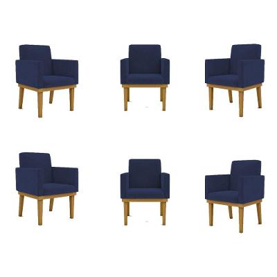 Kit 06 Poltronas Decorativa Reforçada Balaqui Decor Cor:azul Marinho