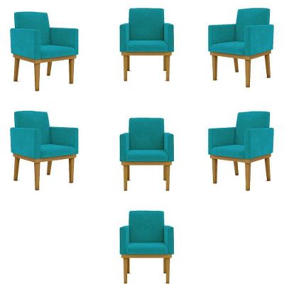 Kit 07 Poltronas Decorativa Reforçada Balaqui Decor Cor:azul Turquesa