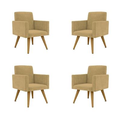 Kit 04 Poltronas Nina Decorativa Para Recepção Balaqui Decor Cor:capuccino