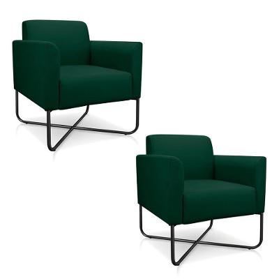 Kit 2 Poltronas Decorativas Industrial X Preta S23 Verde