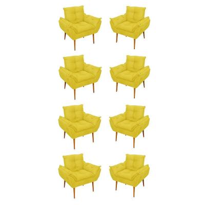 Kit 08 Poltronas Opala Decorativas Sala De Estar Suede Cor:amarelo