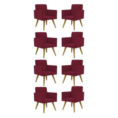 Kit 08 Poltronas Nina Decorativa Para Recepção Balaqui Decor Cor:marsala