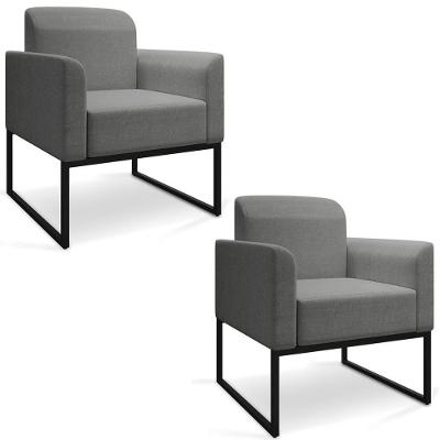 Kit 2 Poltronas Decorativas Industrial Preta A26 Grafite
