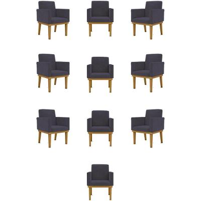 Kit 10 Poltronas Decorativa Reforçada Salão Cor:cinza