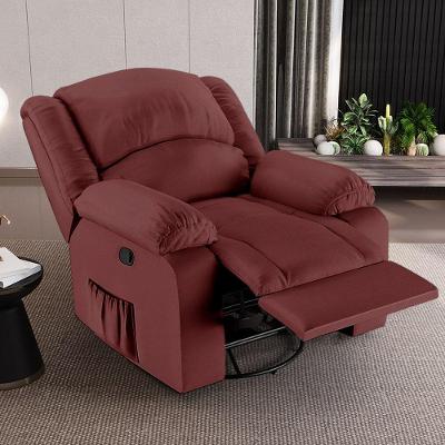 Poltrona Do Papai Reclinável Sala De Cinema Madrid Glider Manual Giratória Usb Pu Vermelho G23