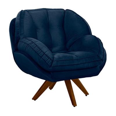 Poltrona Decorativa Giroud Veludo Azul Marinho