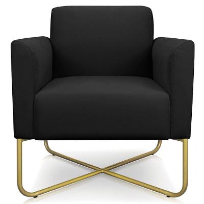 Poltrona Isabella Base X Suede Preto dourado