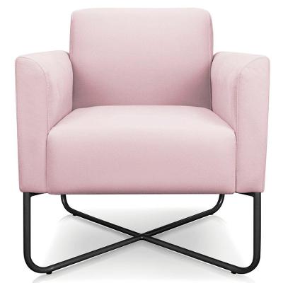 Poltrona Isabella Base X Suede Rosa Bebê preto