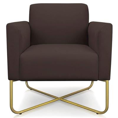 Poltrona Isabella Base X Suede Marrom dourado