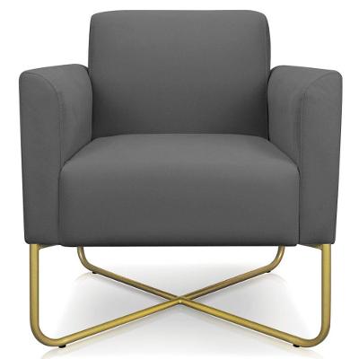 Poltrona Isabella Base X Suede Grafite dourado