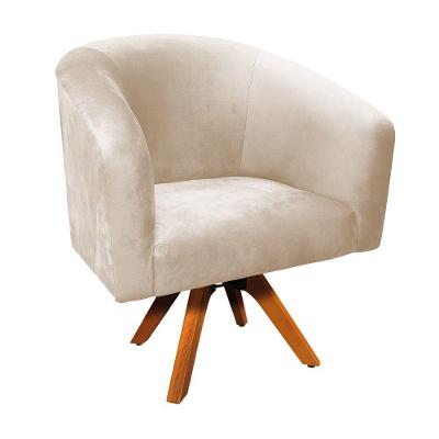 Poltrona Giratória Suede Bege