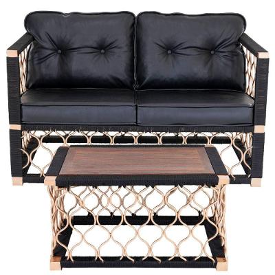 Poltrona Namoradeira + Mesa Centro Alumínio Bronze