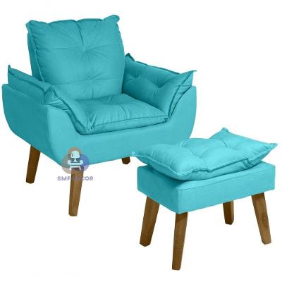 Poltrona Opala E Puff Azul Turquesa Su Decor