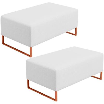 Kit 02 Puffs Decorativo Cléo 90Cm W01 Cobre Corano Branco