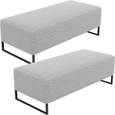Kit 02 Puffs Decorativo Bali W01 120X50cm Bouclê Cinza
