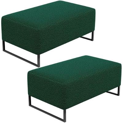 Kit 02 Puffs Decorativo Cléo 90Cm W01 Preto Bouclê Verde