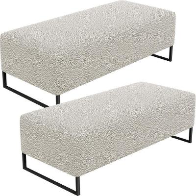 Kit 02 Puffs Decorativo Bali W01 120X50cm Bouclê Creme