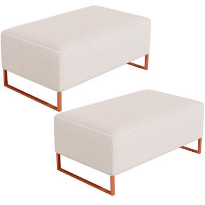 Kit 02 Puffs Decorativo Cléo 90Cm W01 Cobre Linho Cru