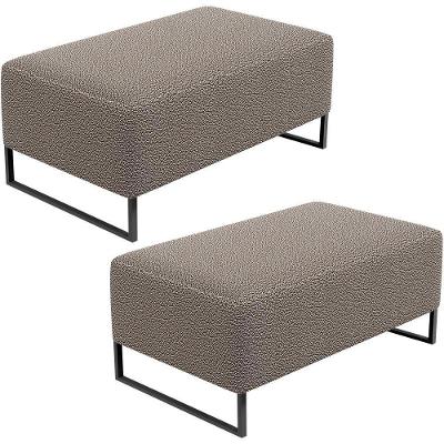 Kit 02 Puffs Decorativo Cléo 90Cm W01 Preto Bouclê Bege
