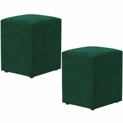 Kit 02 Puffs Quadrado Decorativo L02 Bouclê Verde