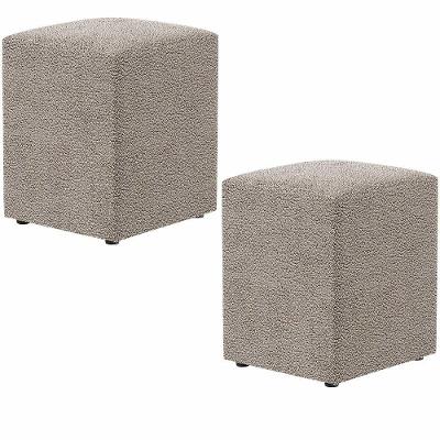 Kit 02 Puffs Quadrado Decorativo L02 Bouclê Bege