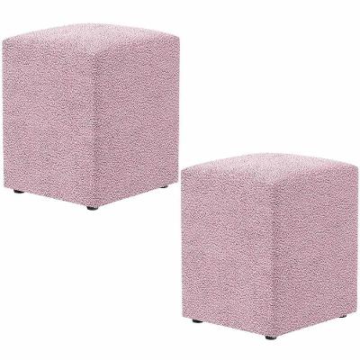 Kit 02 Puffs Quadrado Decorativo L02 Bouclê Rosê
