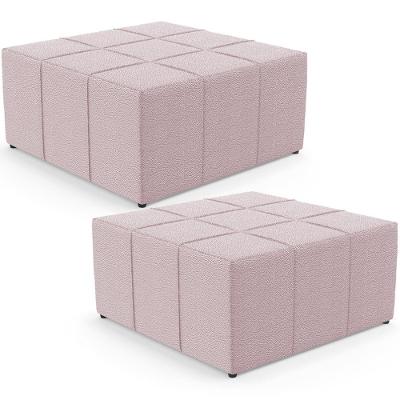 Kit 02 Puffs Decorativos Para Sala De Estar Quadrado Milano 90x90 W01 Bouclê Rosê - Lyam Decor