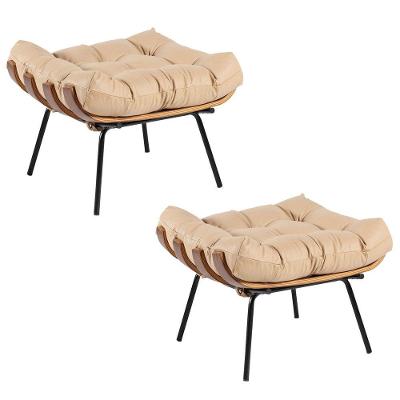 Kit 2 Puff Decorativo Sala De Estar Costela Couro Bege
