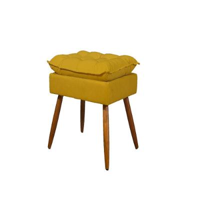 Kit Puff Pé Palito Sala De Estar Amarelo