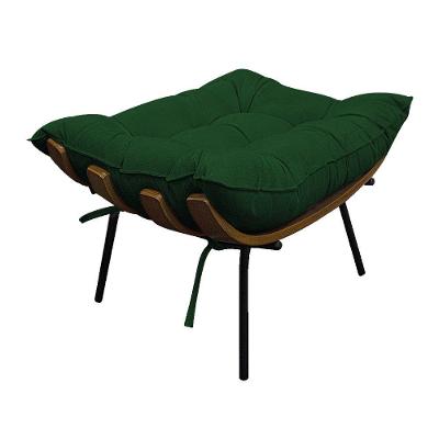 Puff Decorativo Costela Base Fixa Suede Verde