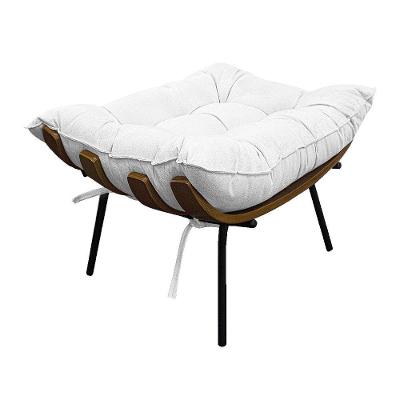 Puff Decorativo Costela Base Fixa Suede Branco