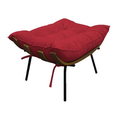 Puff Decorativo Costela Base Fixa Suede Vermelho