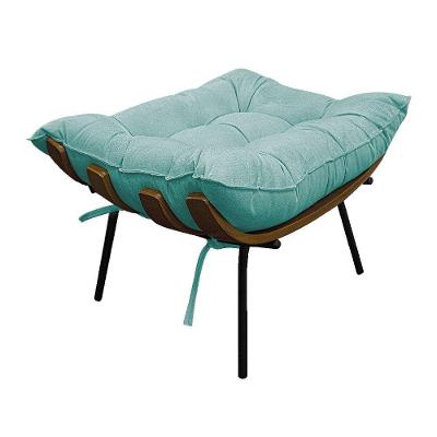 Puff Decorativo Costela Base Fixa Suede Azul Tiffany