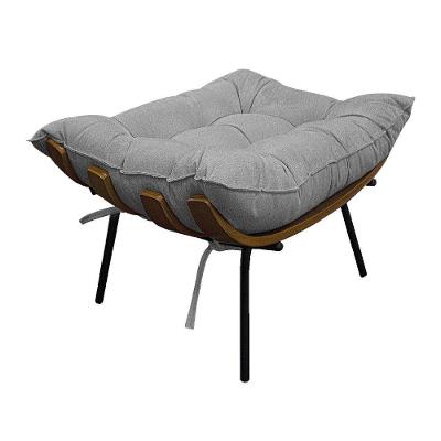 Puff Decorativo Costela Base Fixa Suede Cinza