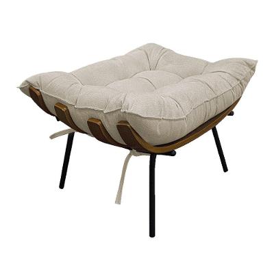 Puff Decorativo Costela Base Fixa Suede Bege