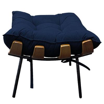 Puff Decorativo Costela Base Fixa Suede Azul Marinho