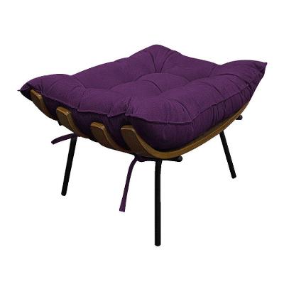 Puff Decorativo Costela Base Fixa Suede Roxo
