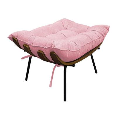 Puff Decorativo Costela Base Fixa Suede Rosa Bebê