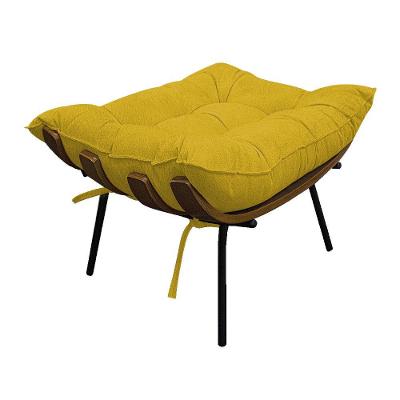Puff Decorativo Costela Base Fixa Suede Amarelo