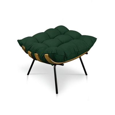 Puff Costela Veludo Verde Base Metálica Pallazio