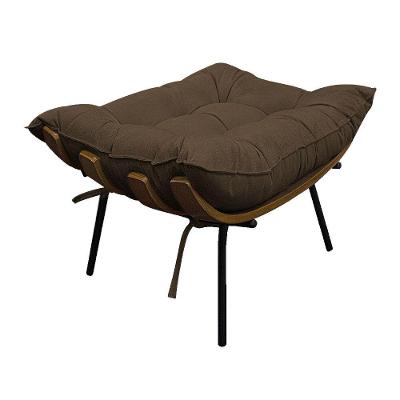 Puff Decorativo Costela Base Fixa Suede Marrom