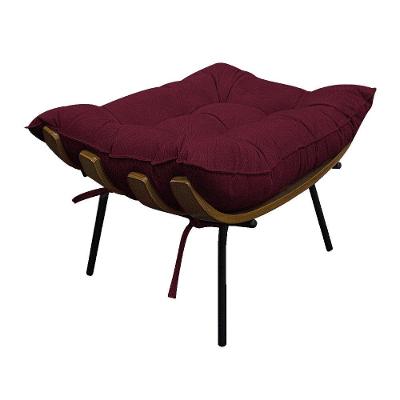Puff Decorativo Costela Base Fixa Suede Bordô