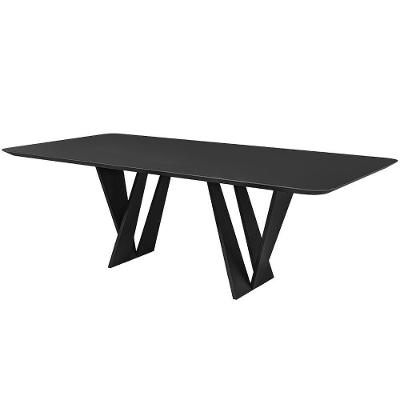 Mesa 6 Lugares 160cm Tampo Com Vidro Shuri Preto/ébano